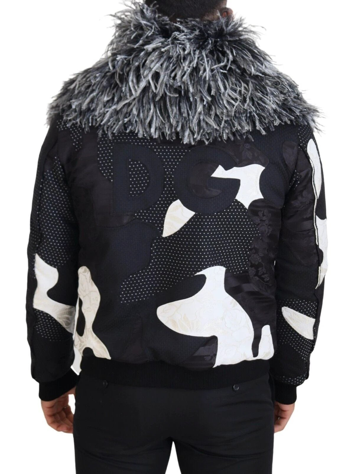 Dolce & Gabbana Black White Fur Shearling Full Zip Jacket by Dolce & Gabbana