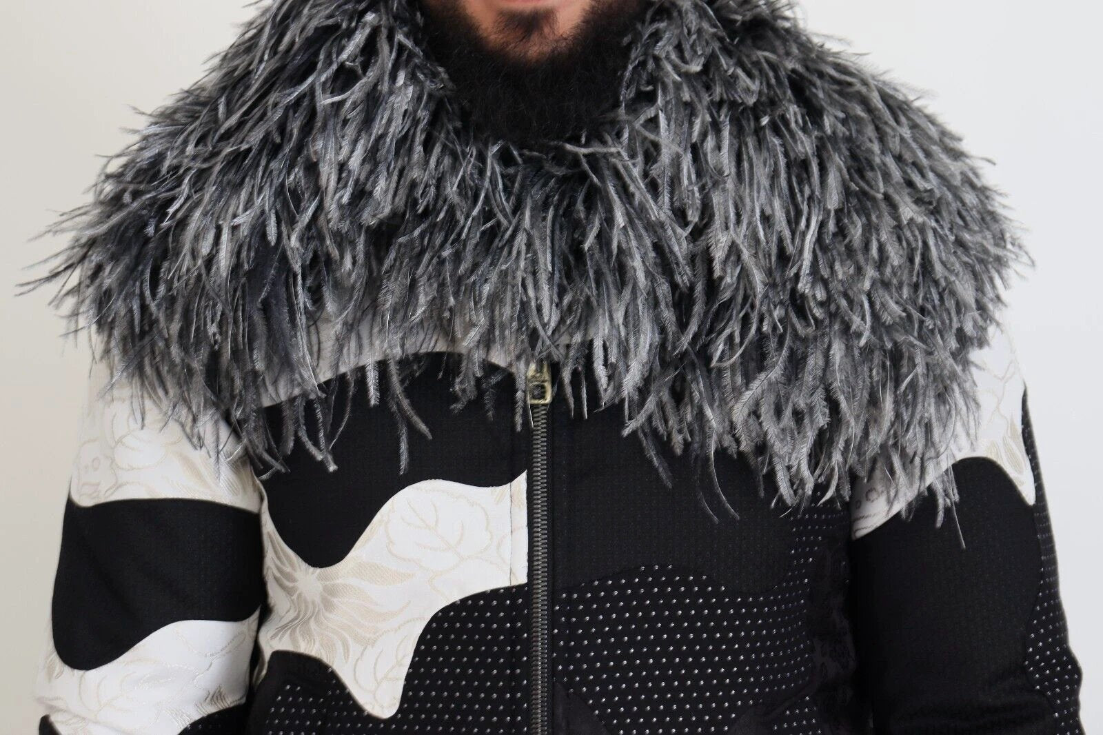 Dolce & Gabbana Black White Fur Shearling Full Zip Jacket by Dolce & Gabbana