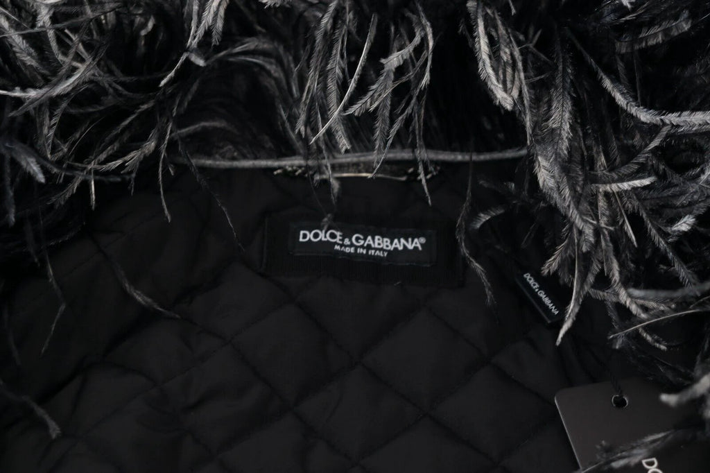 Dolce & Gabbana Black White Fur Shearling Full Zip Jacket by Dolce & Gabbana