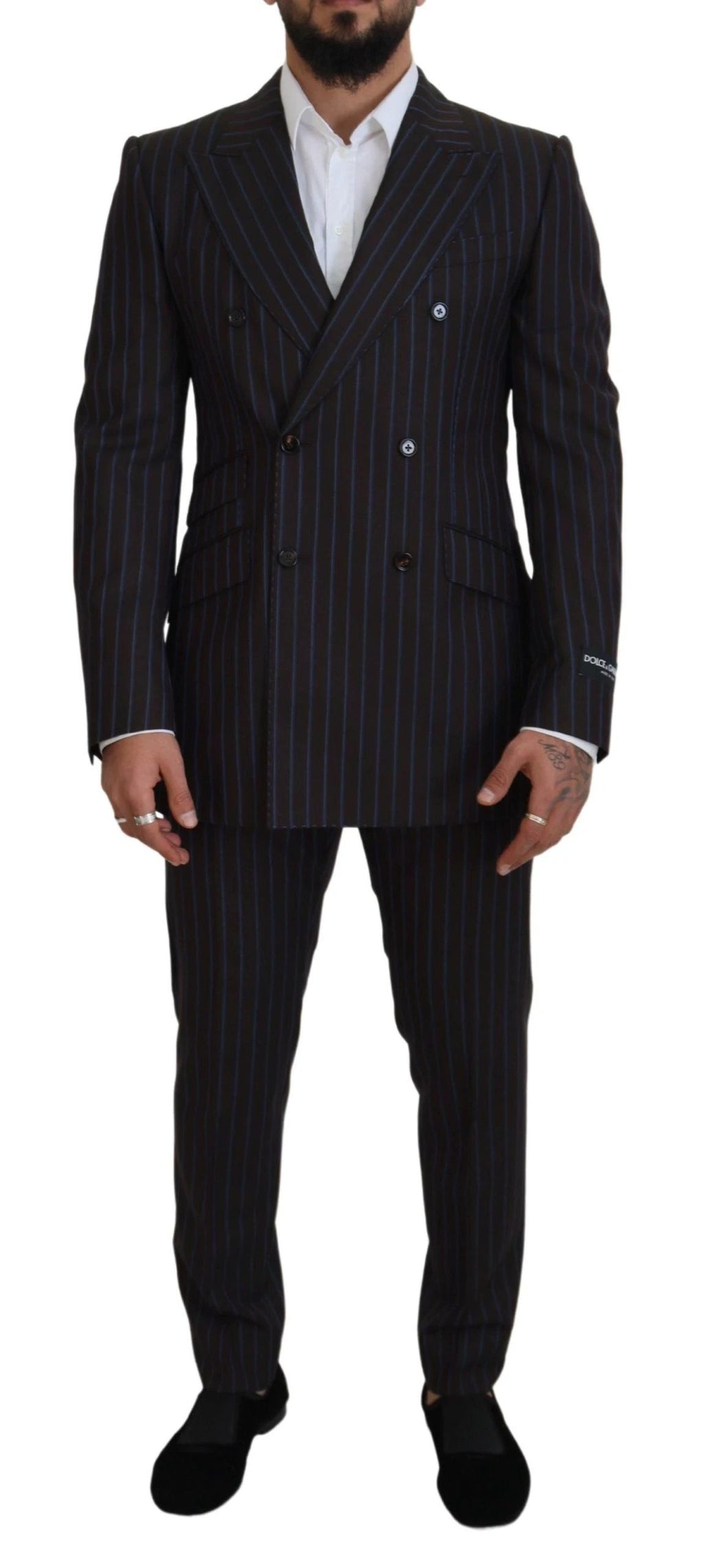 Dolce & Gabbana Black Striped Wool Formal 2 Piece Suit by Dolce & Gabbana