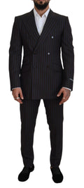 Dolce & Gabbana Black Striped Wool Formal 2 Piece Suit by Dolce & Gabbana