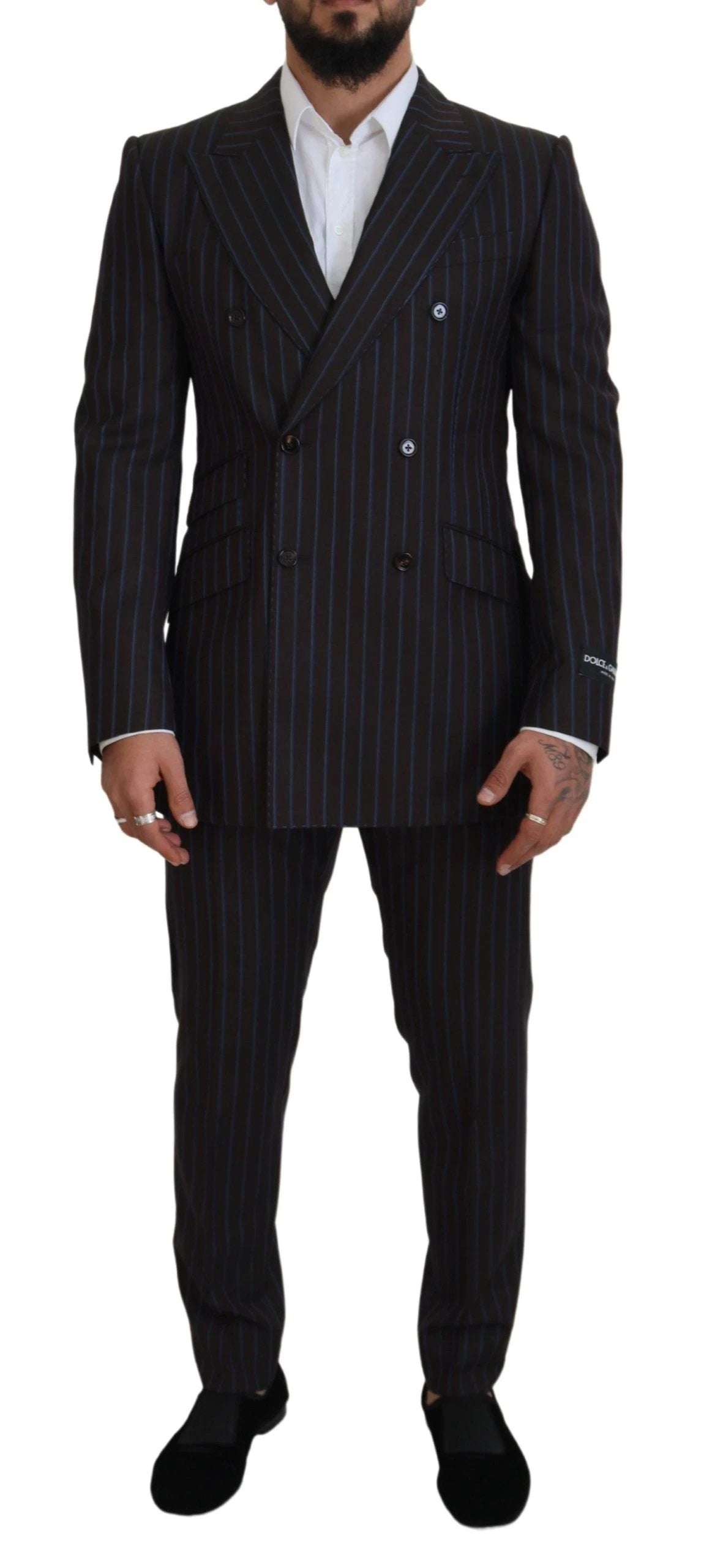 Dolce & Gabbana Black Striped Wool Formal 2 Piece Suit by Dolce & Gabbana