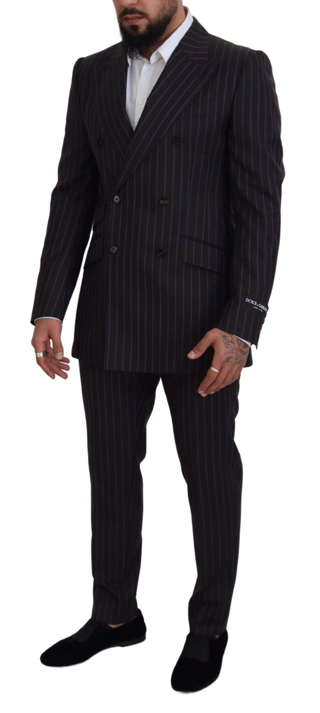 Dolce & Gabbana Black Striped Wool Formal 2 Piece Suit by Dolce & Gabbana