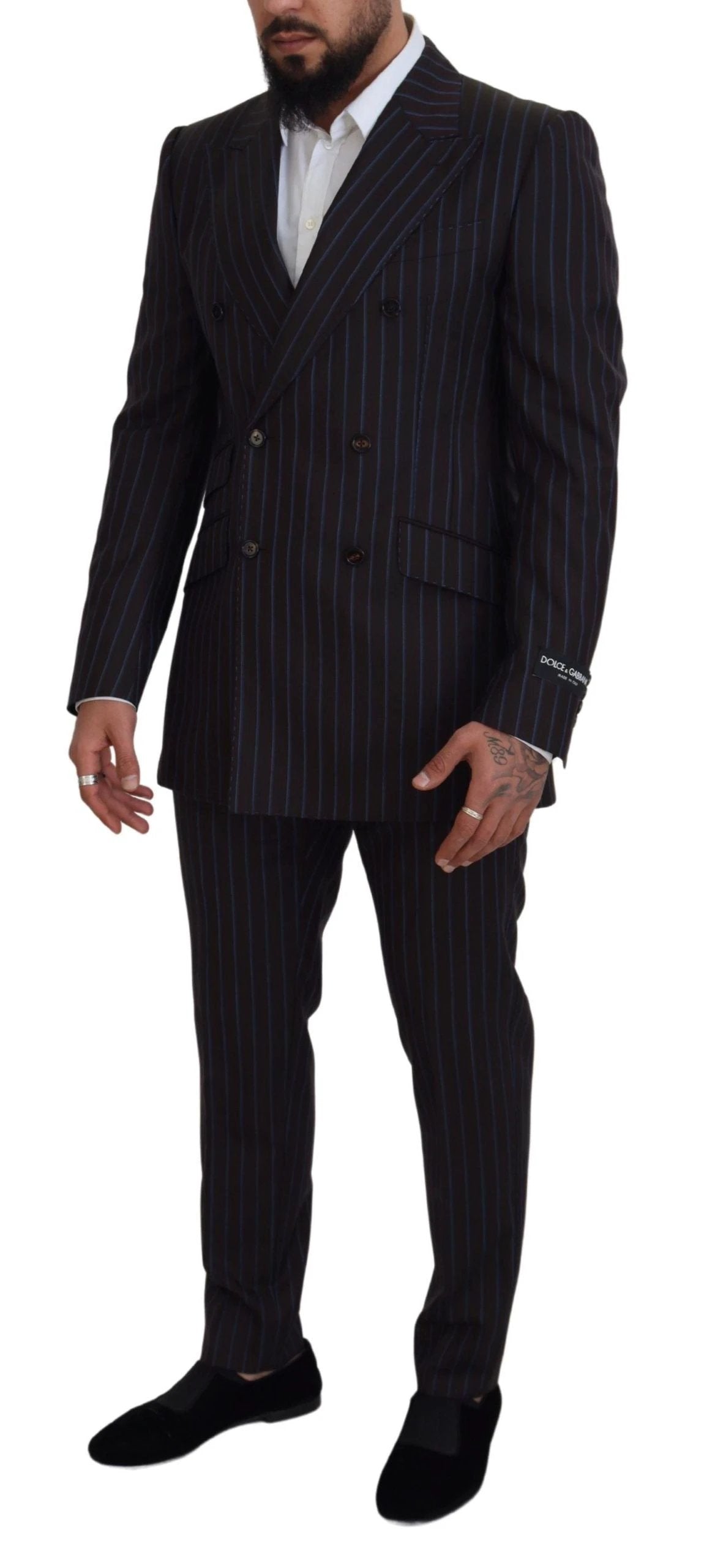 Dolce & Gabbana Black Striped Wool Formal 2 Piece Suit by Dolce & Gabbana