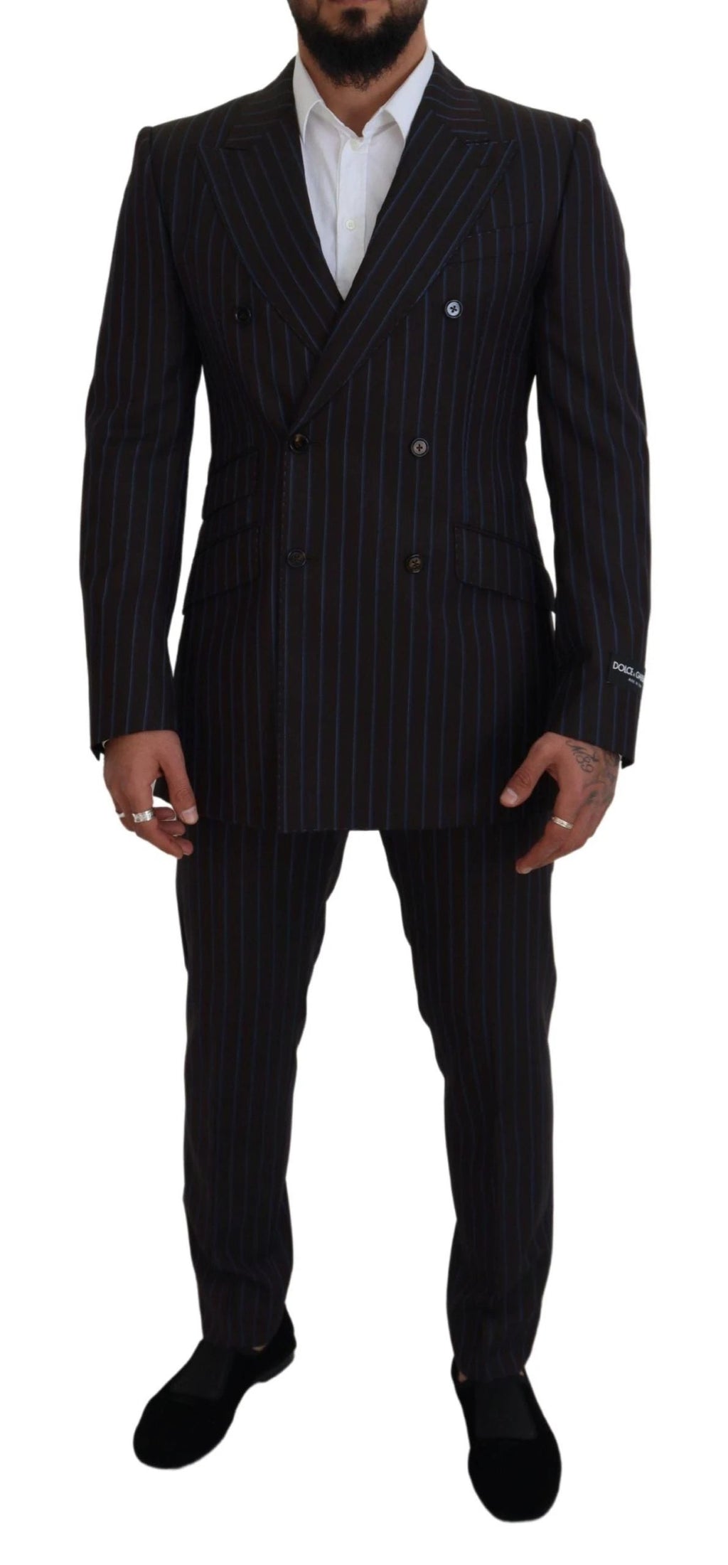 Dolce & Gabbana Black Striped Wool Formal 2 Piece Suit by Dolce & Gabbana