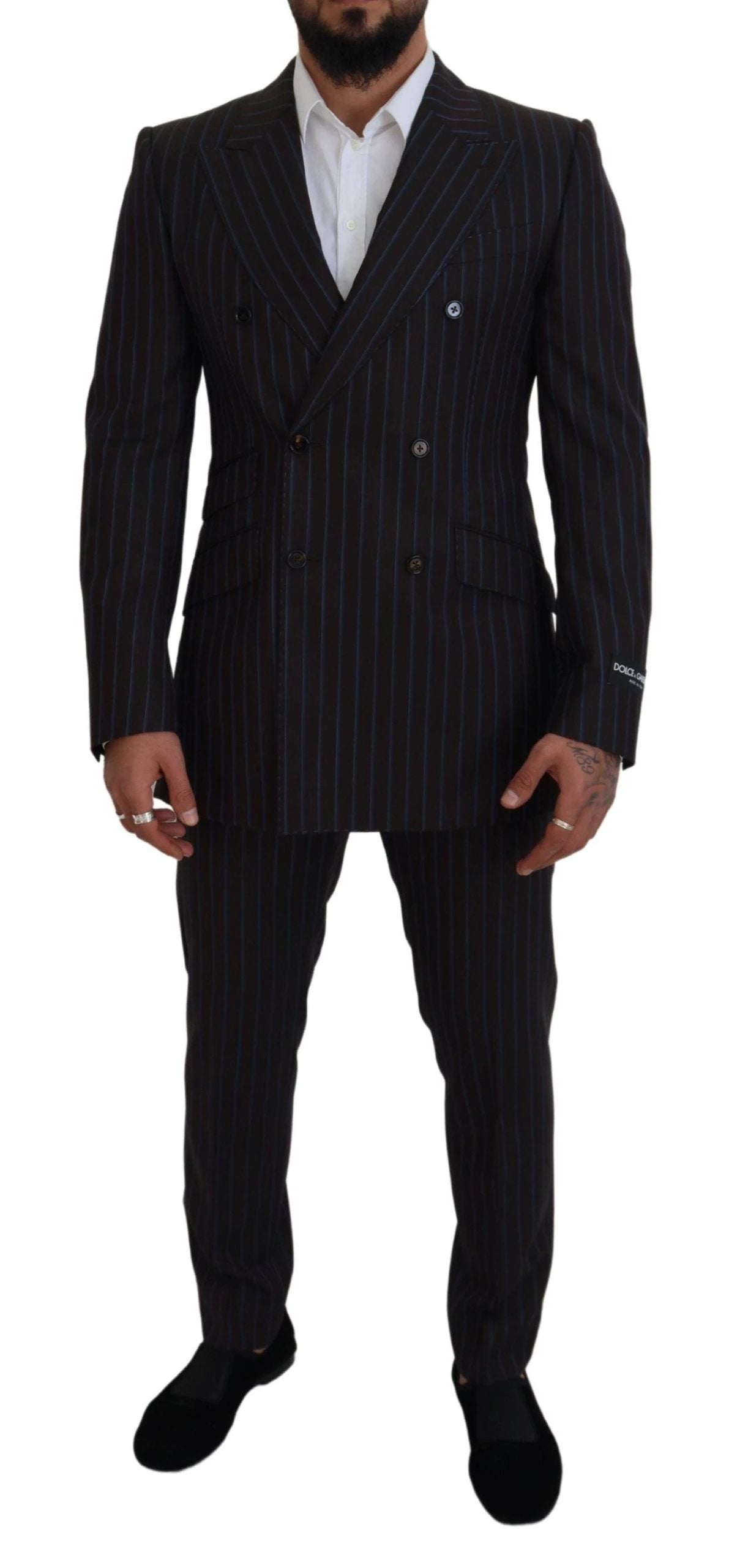 Dolce & Gabbana Black Striped Wool Formal 2 Piece Suit by Dolce & Gabbana