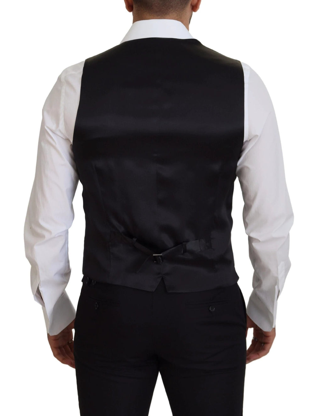 Dolce & Gabbana Black Virgin Wool Waistcoat Formal Dress Vest by Dolce & Gabbana