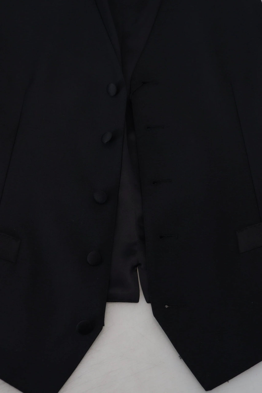 Dolce & Gabbana Black Virgin Wool Waistcoat Formal Dress Vest by Dolce & Gabbana