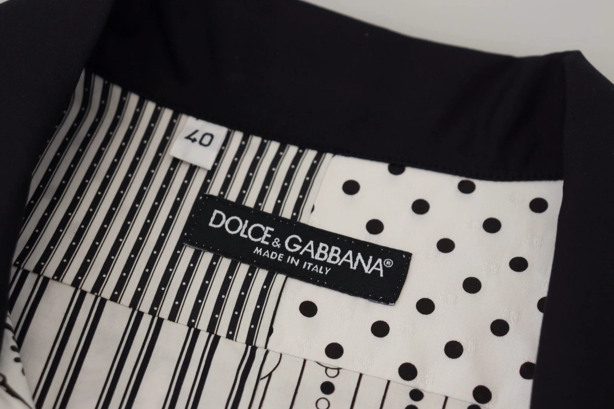 Dolce & Gabbana White Black Patterned Button Down Shirt by Dolce & Gabbana