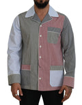 Dolce & Gabbana Multicolor Patchwork Cotton Long Sleeves Shirt by Dolce & Gabbana