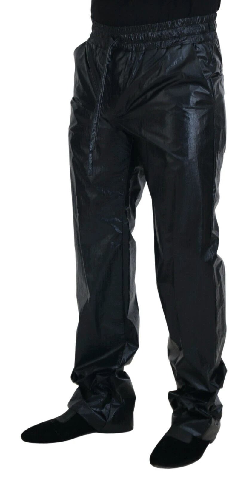Dolce & Gabbana Black Shining Drawstring Trouser Nylon Pants by Dolce & Gabbana