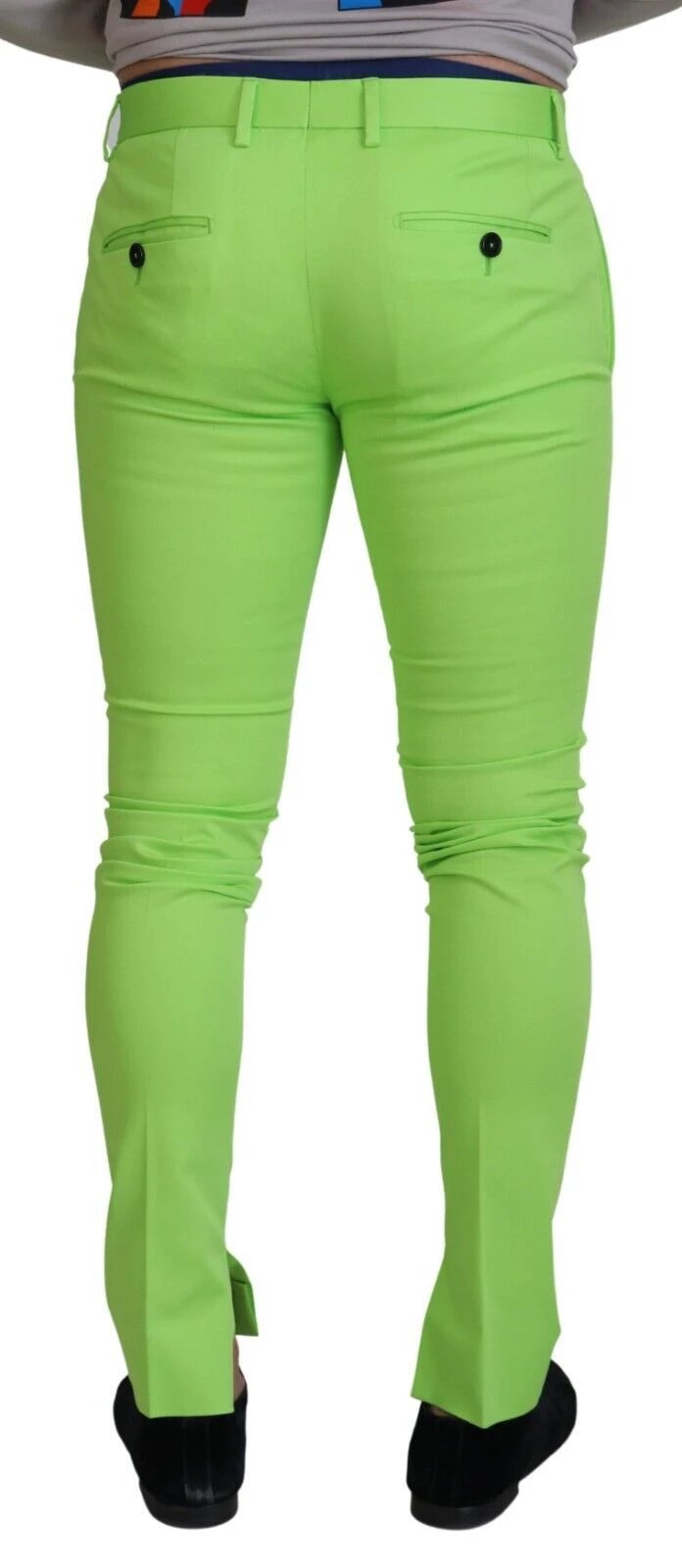 Dolce & Gabbana Light Green Cotton Skinny Men Trousers Pants by Dolce & Gabbana