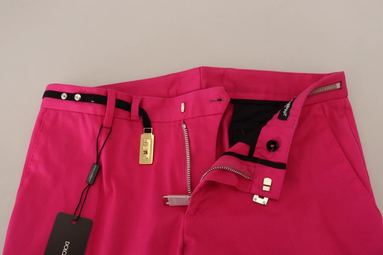 Dolce & Gabbana Pink Zipper Buckle Waist Trousers Pants by Dolce & Gabbana
