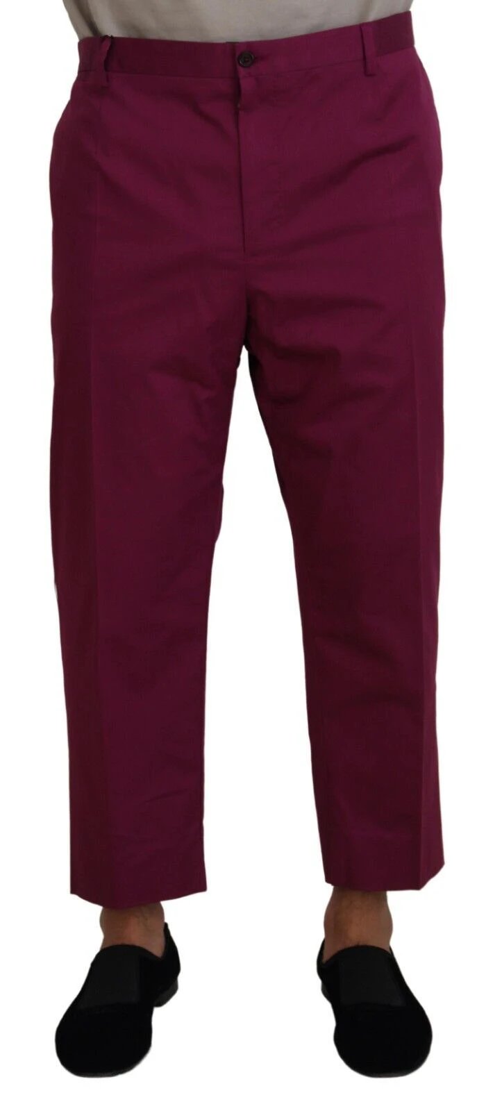 Dolce & Gabbana Magenta Cotton DG Logo Pocket Trouser Pants by Dolce & Gabbana