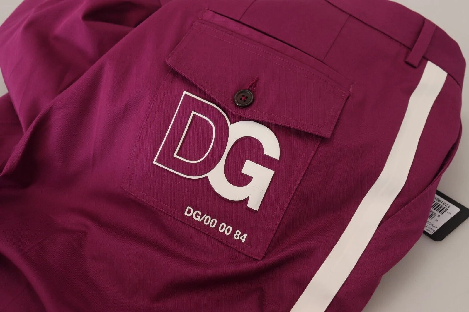 Dolce & Gabbana Magenta Cotton DG Logo Pocket Trouser Pants by Dolce & Gabbana
