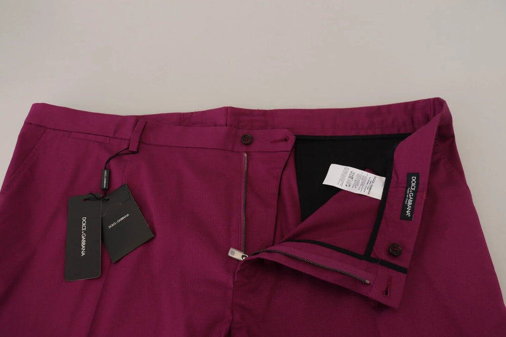 Dolce & Gabbana Magenta Cotton DG Logo Pocket Trouser Pants by Dolce & Gabbana
