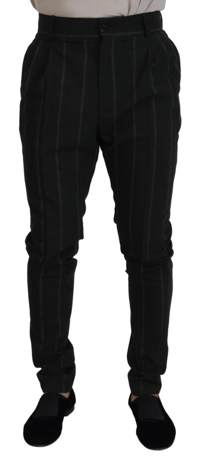 Dolce & Gabbana Black Striped Men Trousers Cotton Pants by Dolce & Gabbana