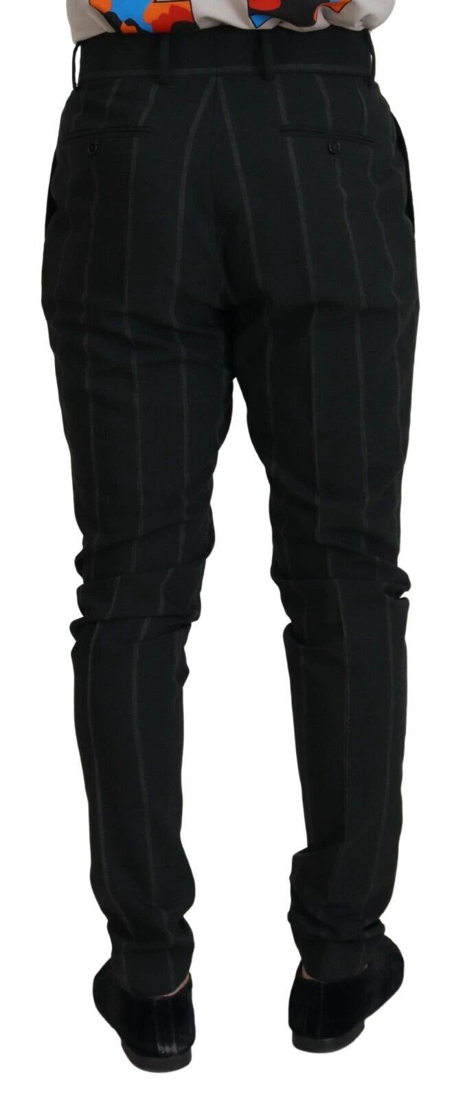 Dolce & Gabbana Black Striped Men Trousers Cotton Pants by Dolce & Gabbana
