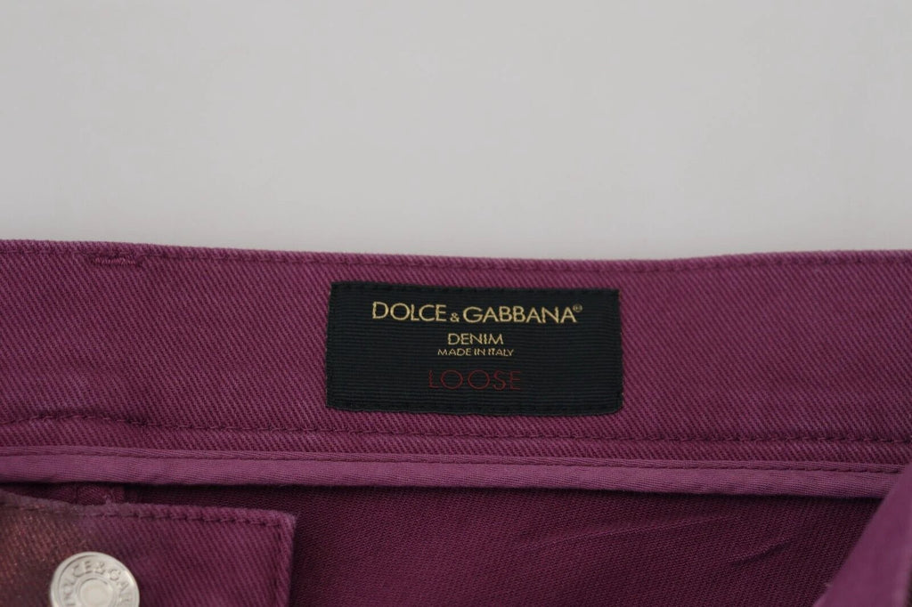 Dolce & Gabbana Magenta Cotton Men Casual Harness Denim Jeans by Dolce & Gabbana