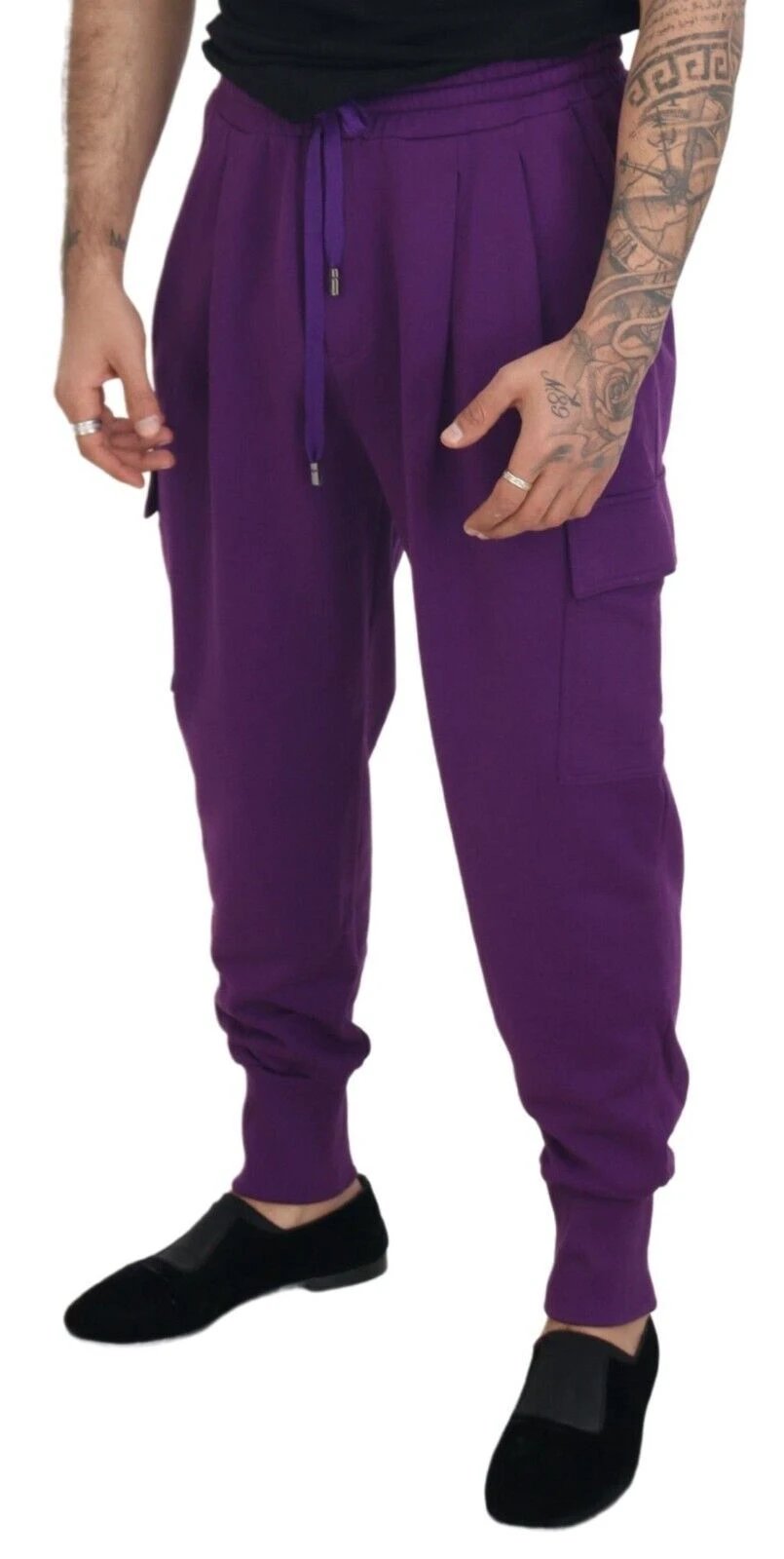 Dolce & Gabbana Purple Cotton Cargo Sweatpants Jogging Pants by Dolce & Gabbana
