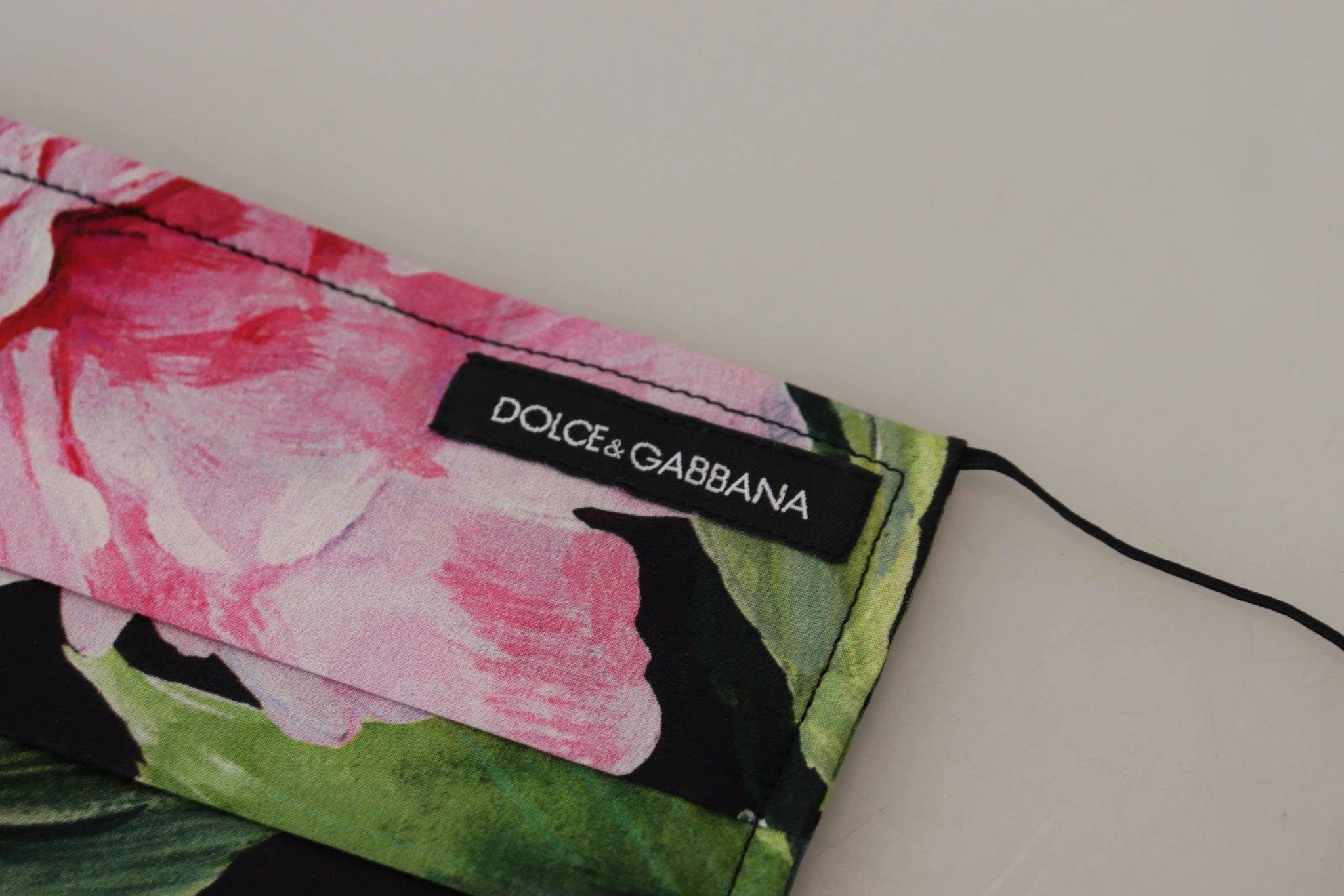 Dolce & Gabbana Black Floral Pleated Elastic Ear Strap Face Mask by Dolce & Gabbana