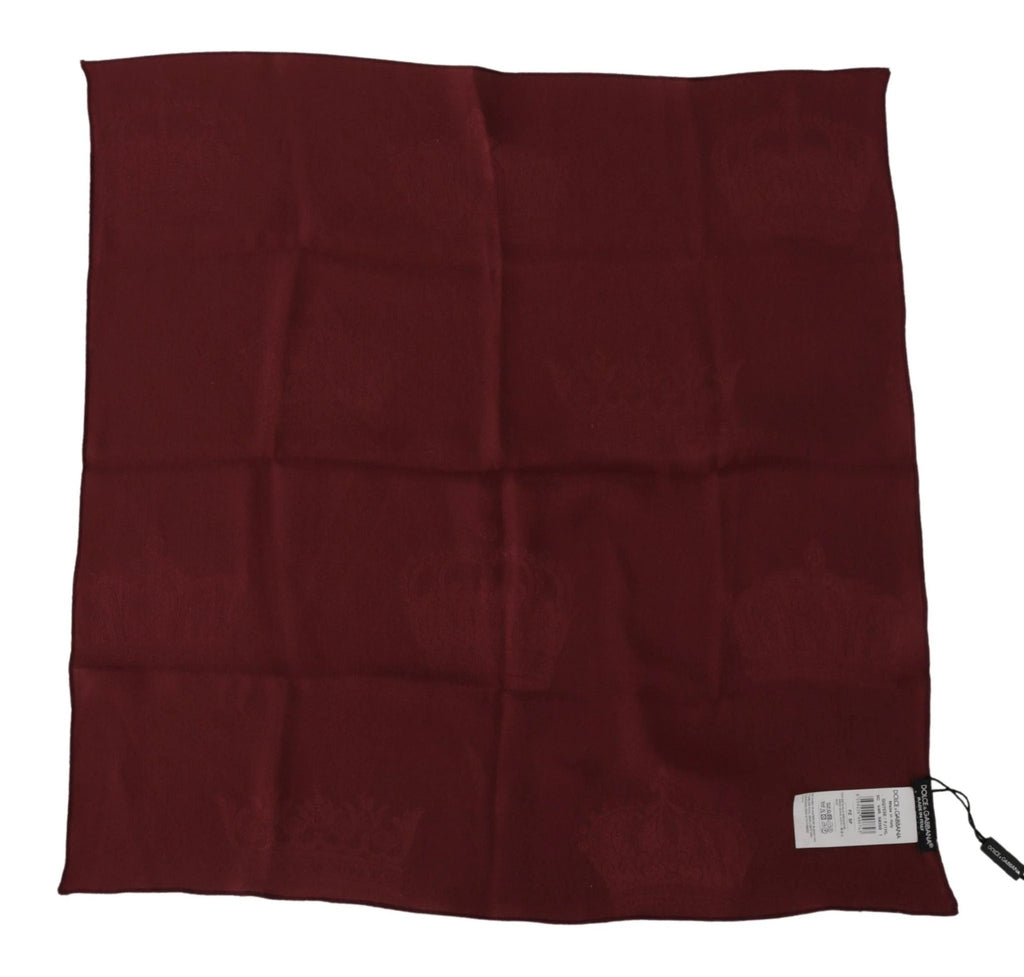 Dolce & Gabbana Maroon Silk Crown Square Wrap Handkerchief Scarf by Dolce & Gabbana