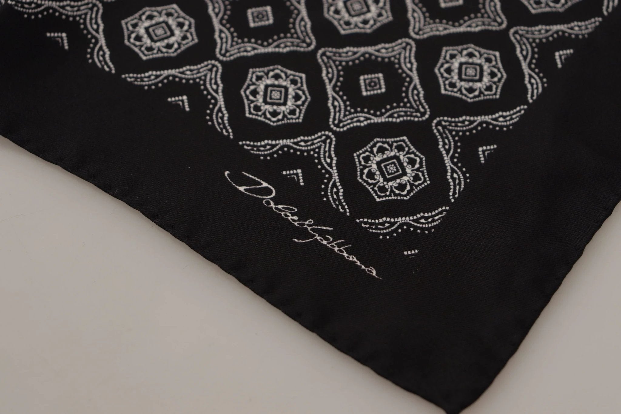 Dolce & Gabbana Black Geometric Patterned Square Handkerchief Scarf by Dolce & Gabbana