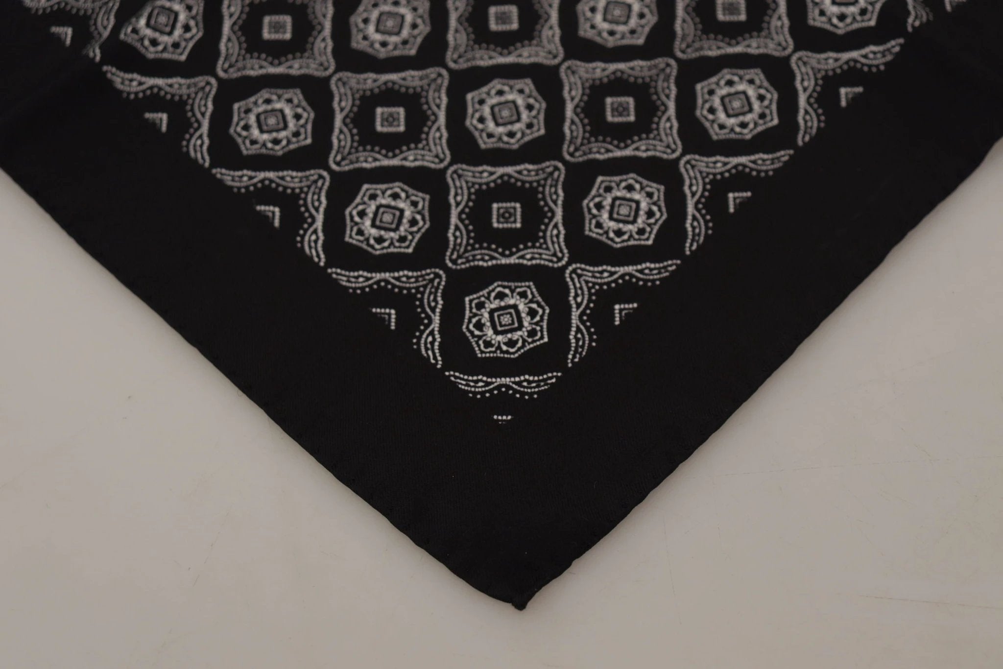 Dolce & Gabbana Black Geometric Patterned Square Handkerchief Scarf by Dolce & Gabbana