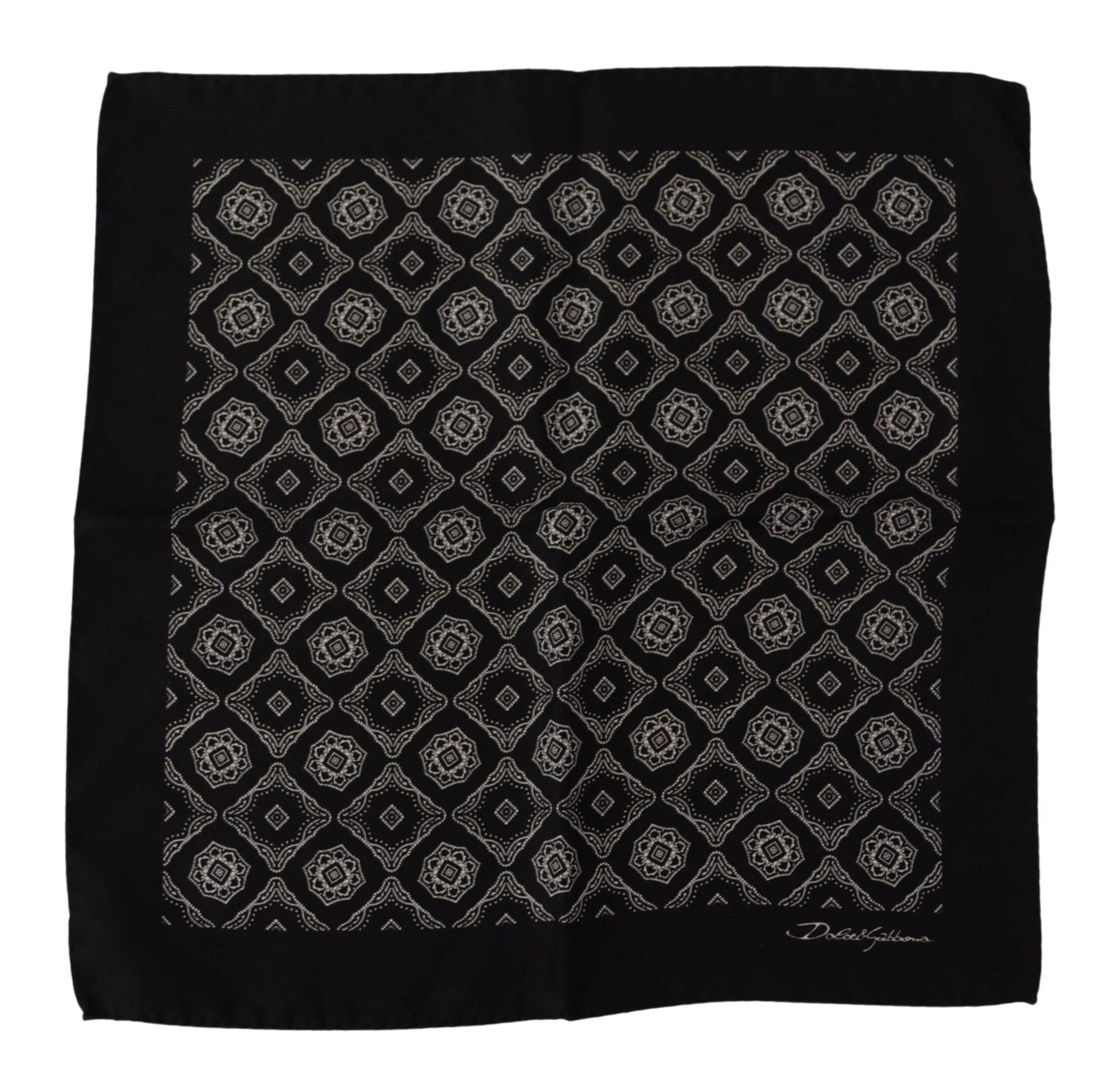 Dolce & Gabbana Black Geometric Patterned Square Handkerchief Scarf by Dolce & Gabbana