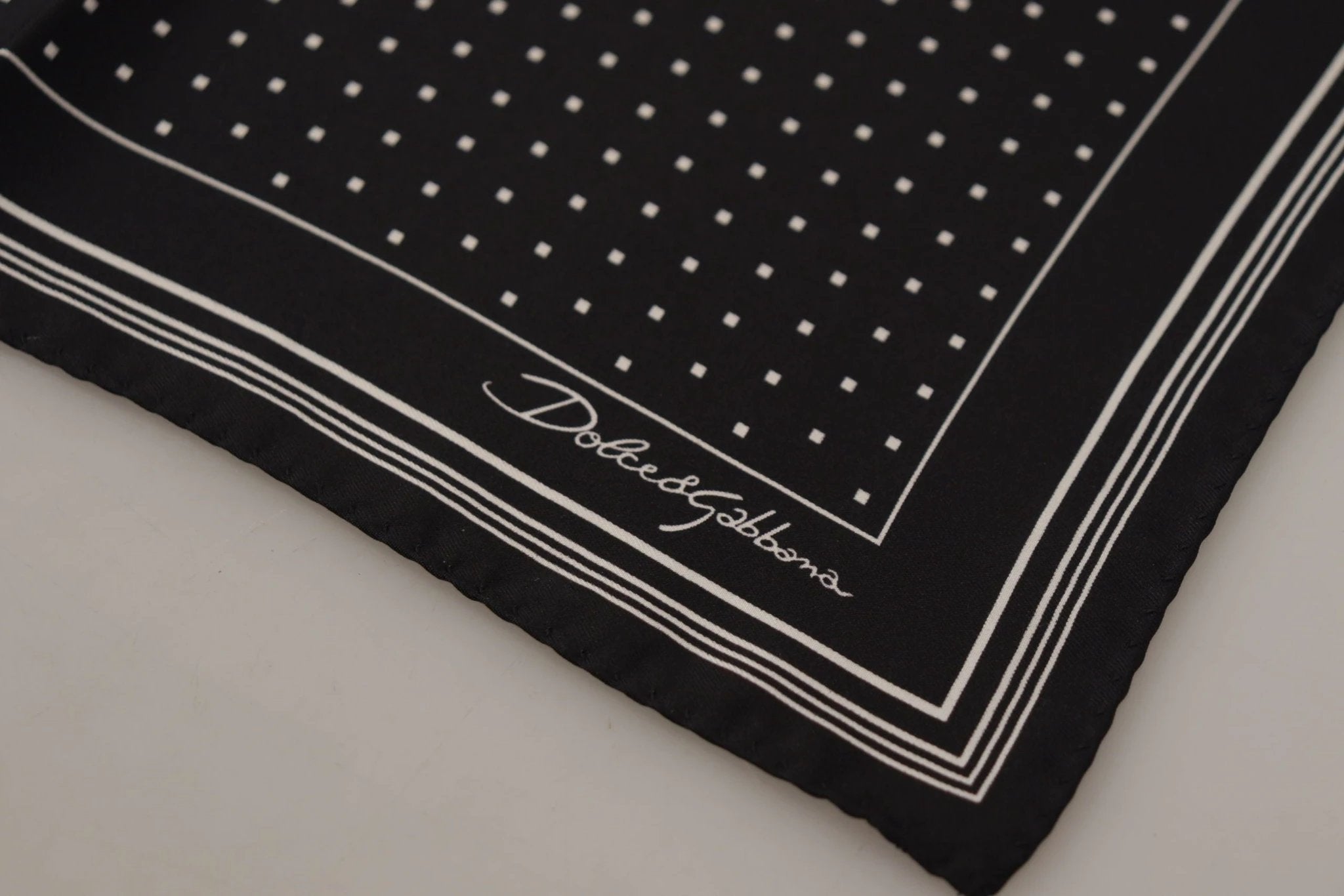 Dolce & Gabbana Black Polka Dots DG Logo Square Handkerchief by Dolce & Gabbana