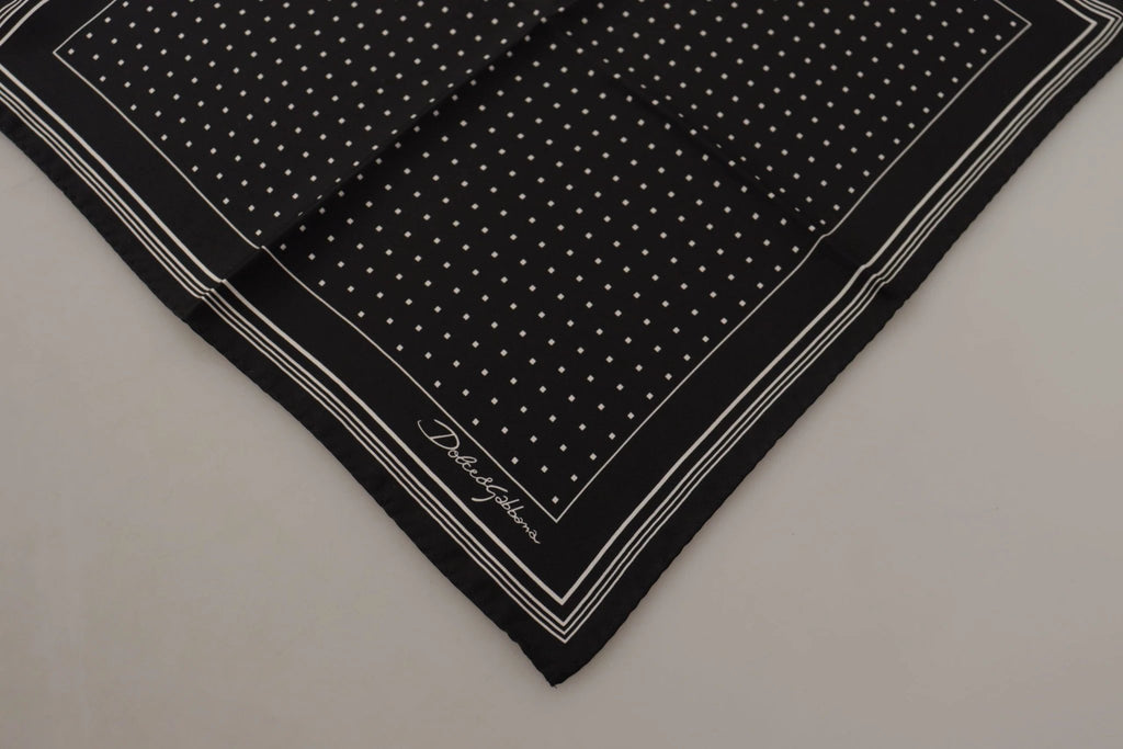 Dolce & Gabbana Black Polka Dots DG Logo Square Handkerchief by Dolce & Gabbana