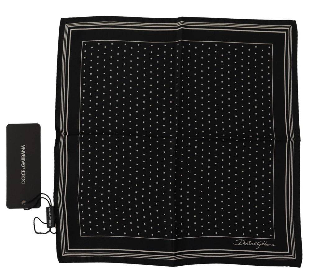 Dolce & Gabbana Black Polka Dots DG Logo Square Handkerchief by Dolce & Gabbana