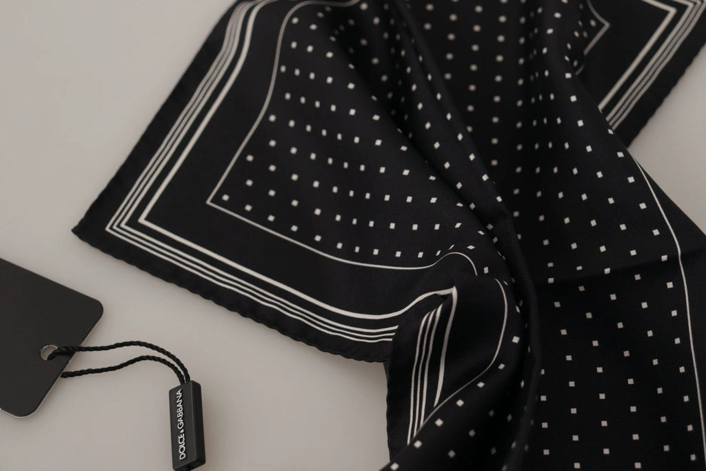 Dolce & Gabbana Black Polka Dots DG Logo Square Handkerchief by Dolce & Gabbana