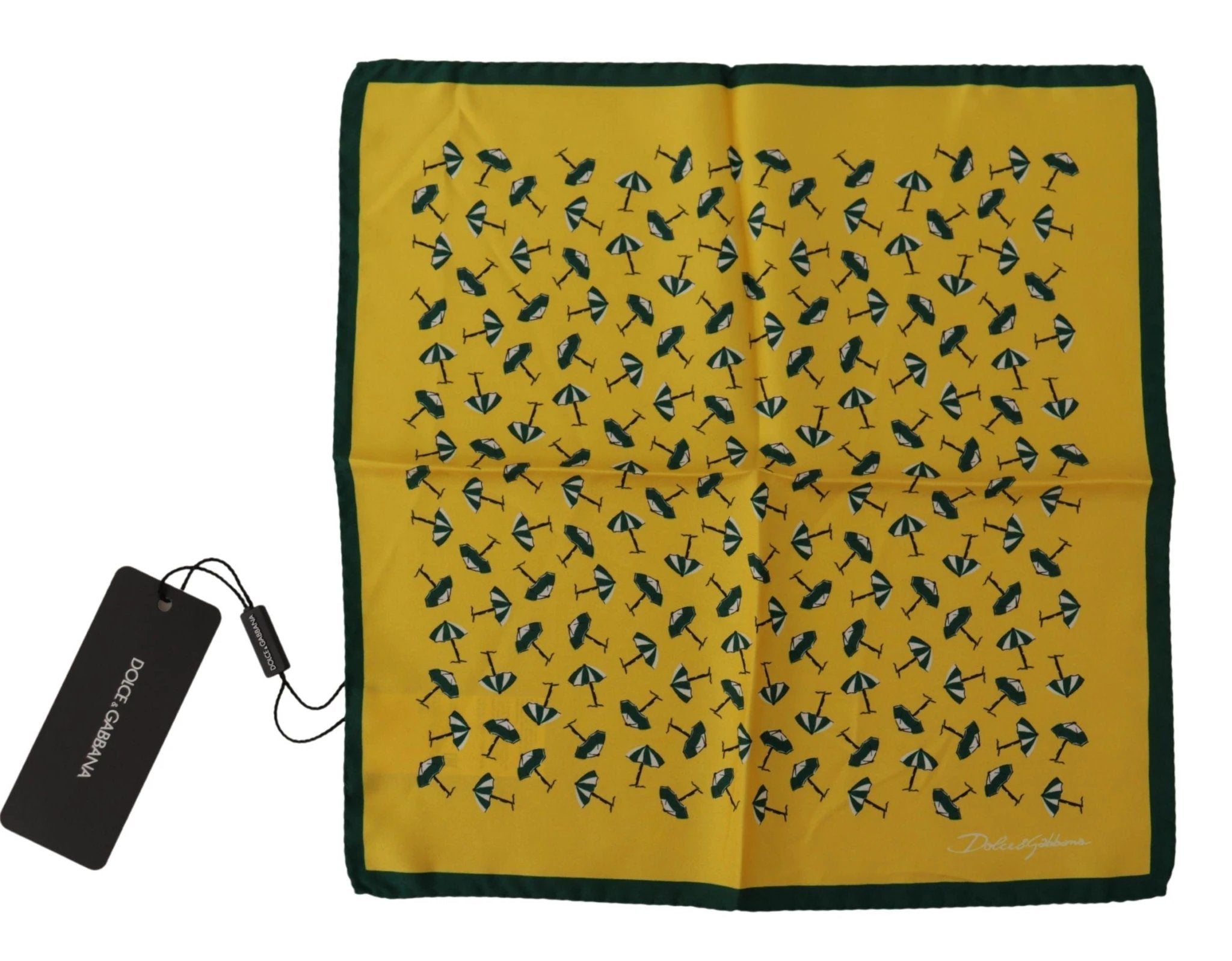 Dolce & Gabbana Yellow Printed DG Logo Square Mens Handkerchief Scarf by Dolce & Gabbana