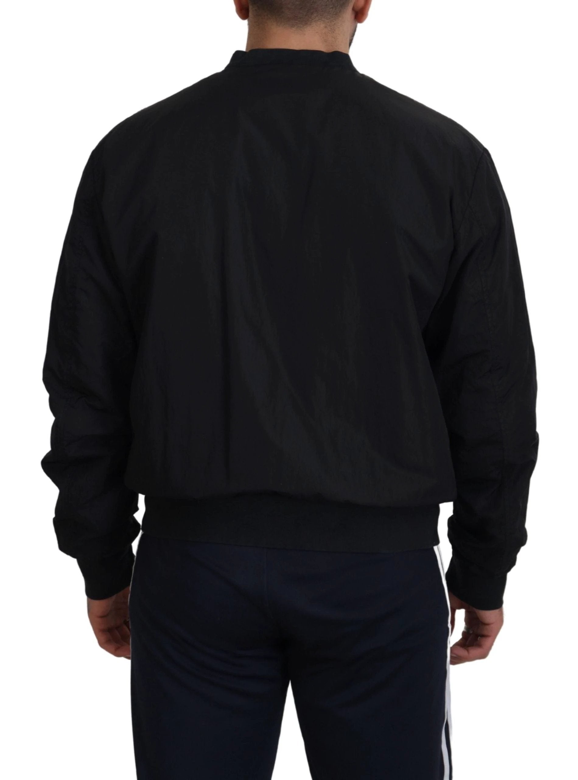 Dolce & Gabbana Black Nylon Logo Bomber Zipper Jacket by Dolce & Gabbana