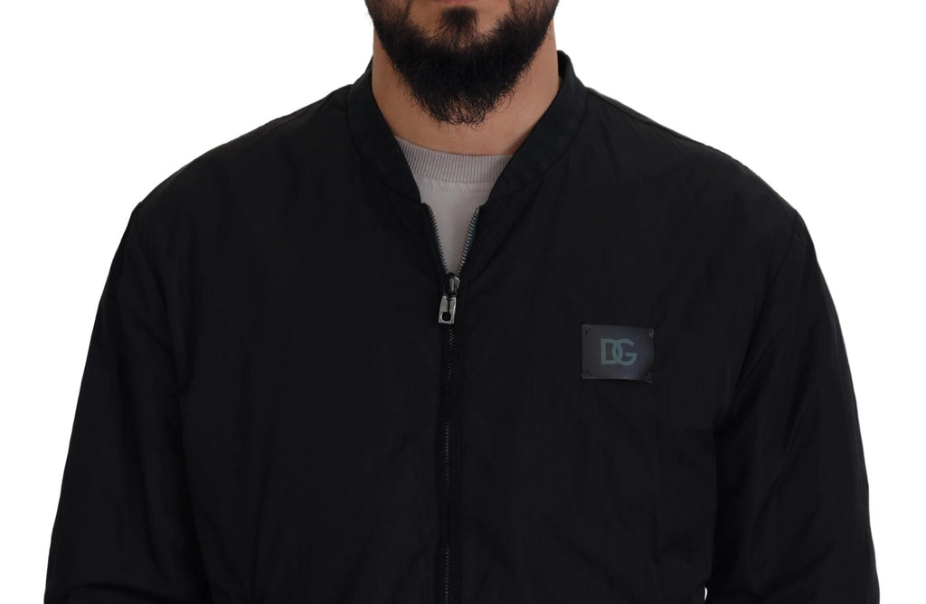 Dolce & Gabbana Black Nylon Logo Bomber Zipper Jacket by Dolce & Gabbana