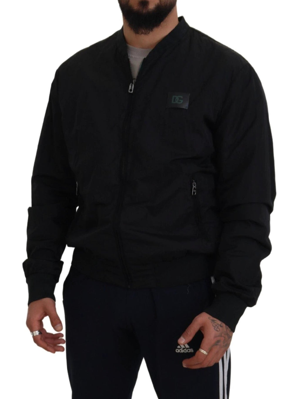 Dolce & Gabbana Black Nylon Logo Bomber Zipper Jacket by Dolce & Gabbana
