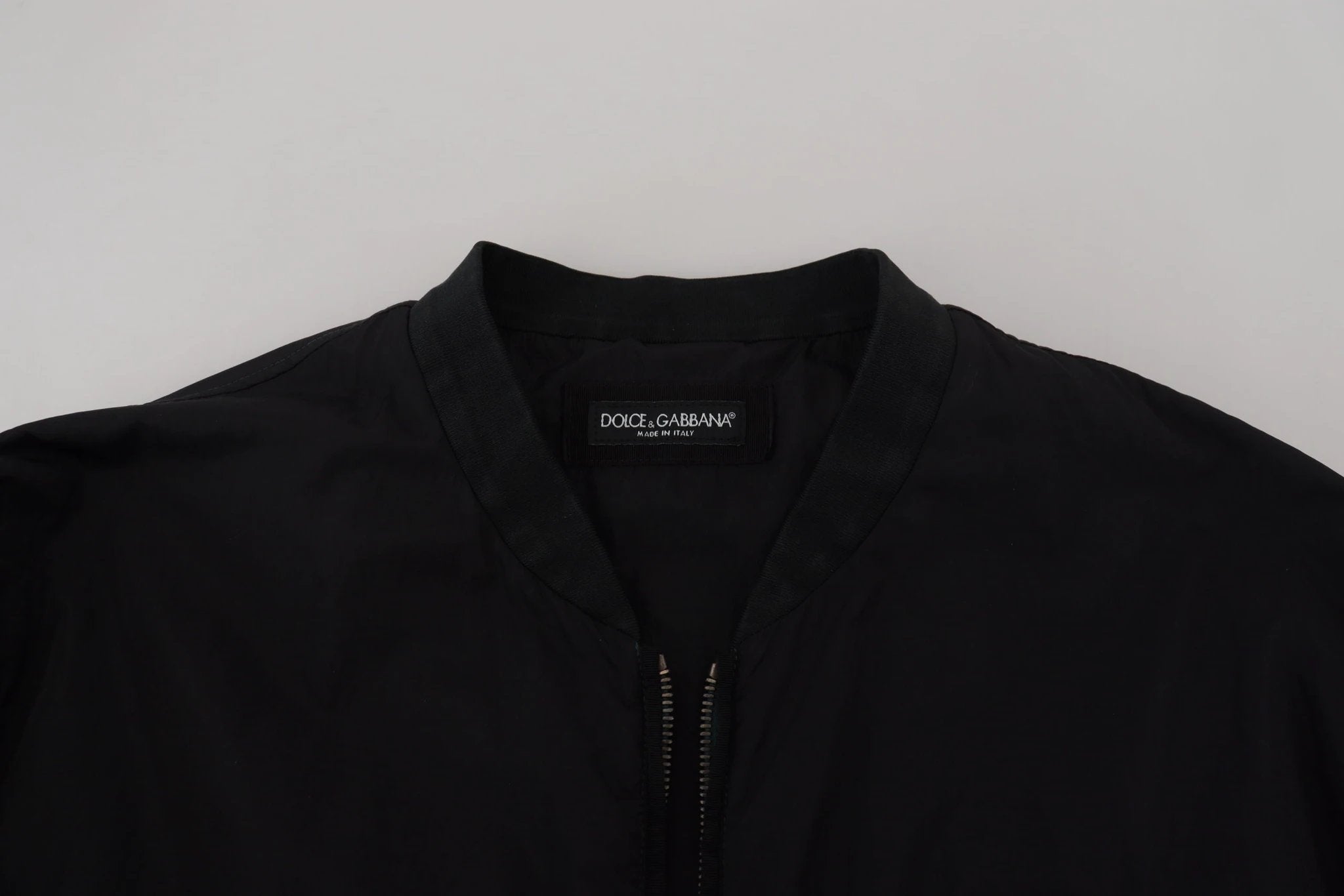 Dolce & Gabbana Black Nylon Logo Bomber Zipper Jacket by Dolce & Gabbana