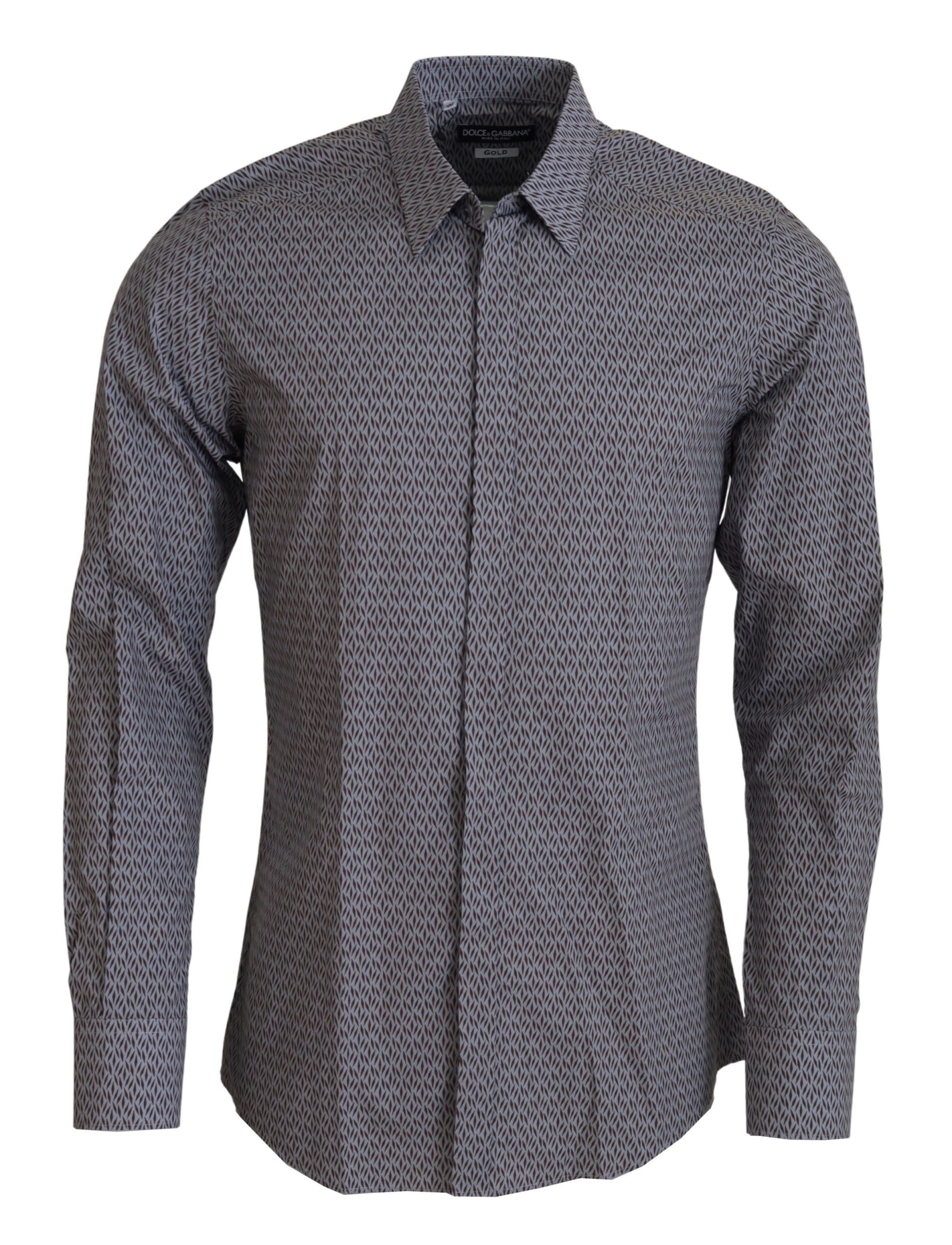 Dolce & Gabbana Gray Brown GOLD Slim Fit Dress Formal Shirt by Dolce & Gabbana