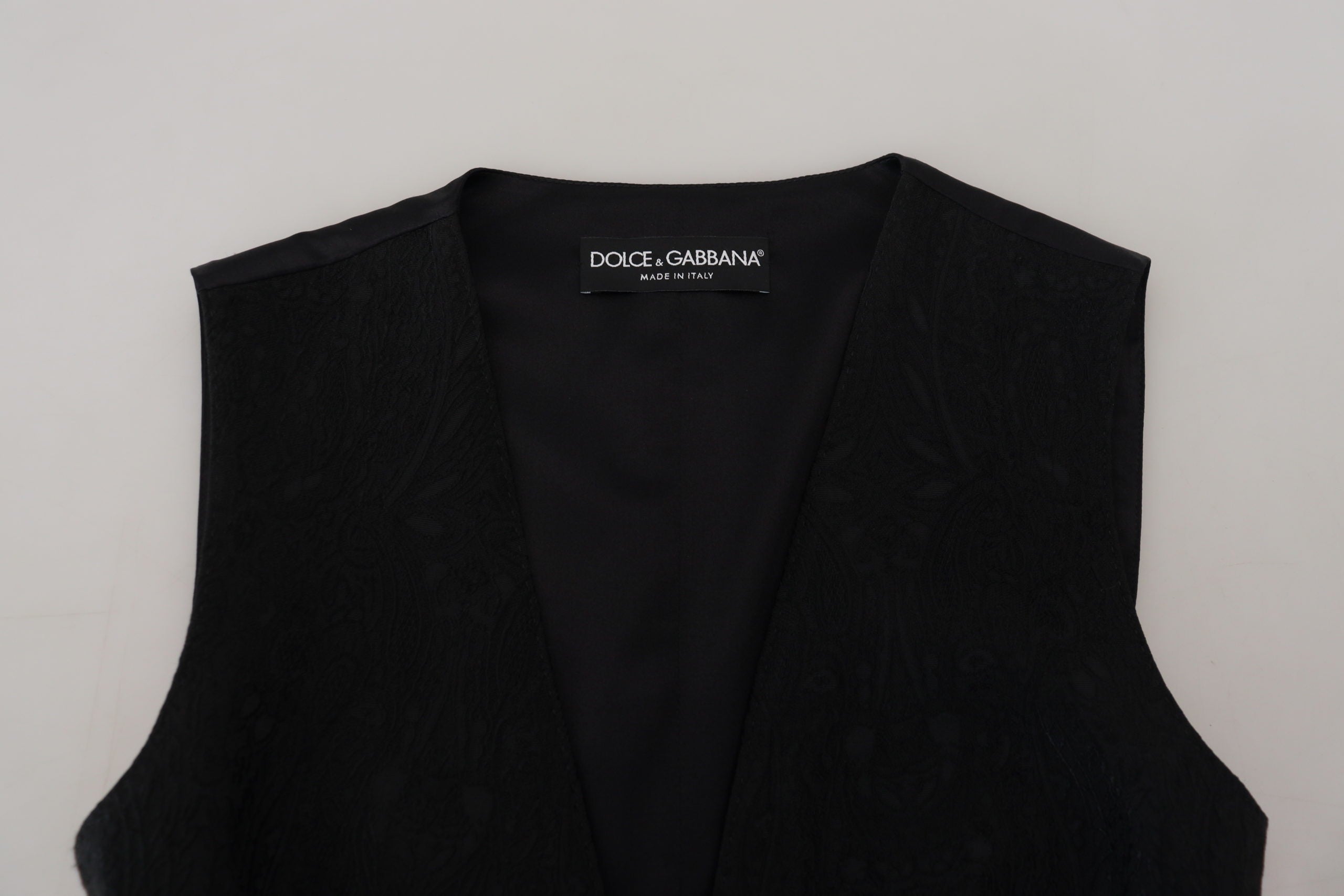 Dolce & Gabbana Black Brocade Button Down Sleeveless Vest Top by Dolce & Gabbana