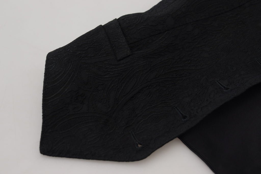 Dolce & Gabbana Black Brocade Button Down Sleeveless Vest Top by Dolce & Gabbana