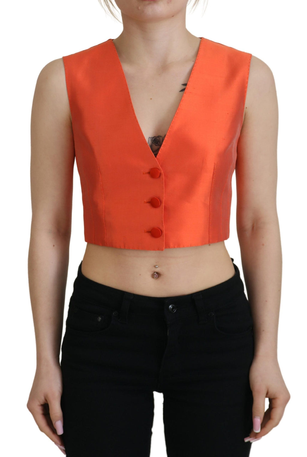 Dolce & Gabbana Orange Sleeveless Waistcoat Cropped Vest Top by Dolce & Gabbana