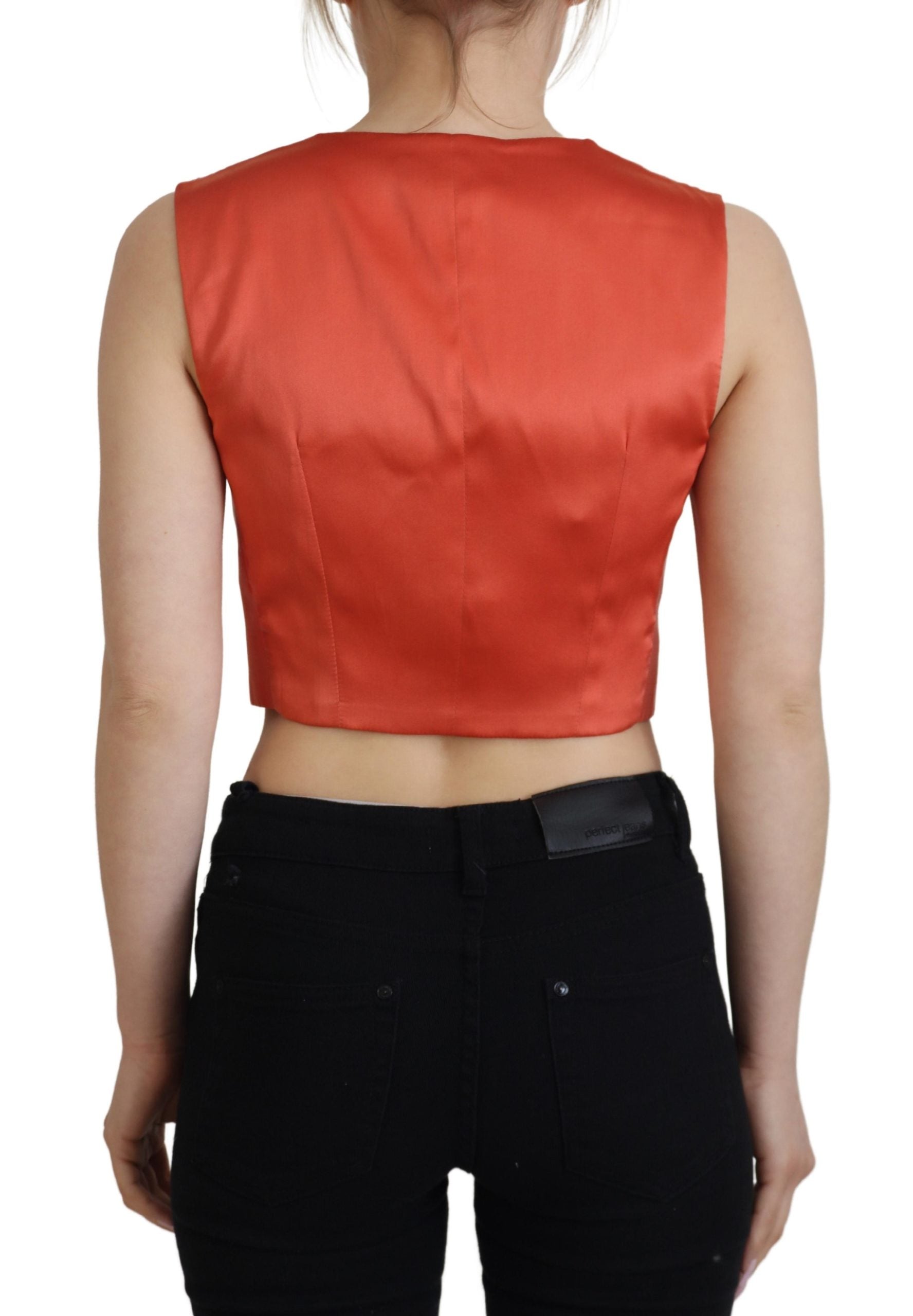 Dolce & Gabbana Orange Sleeveless Waistcoat Cropped Vest Top by Dolce & Gabbana