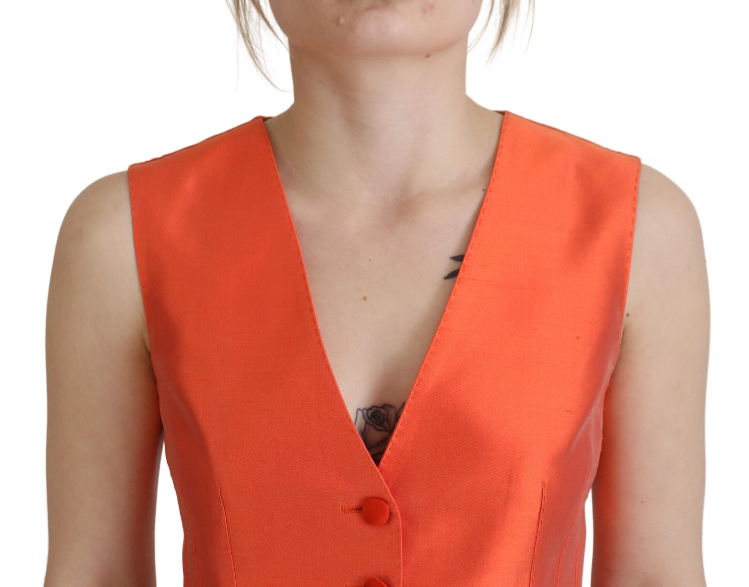 Dolce & Gabbana Orange Sleeveless Waistcoat Cropped Vest Top by Dolce & Gabbana