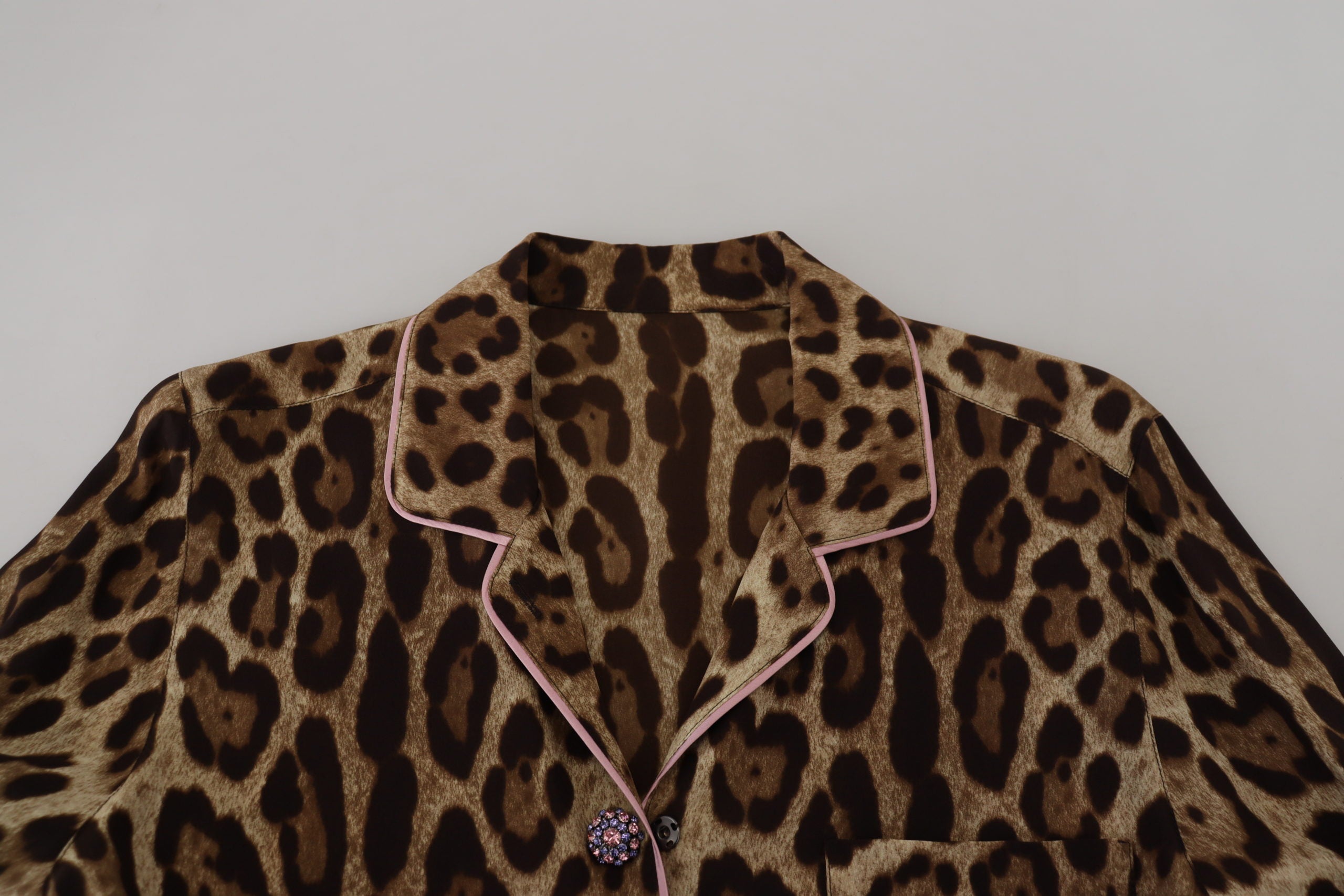 Dolce & Gabbana Brown Leopard Print Long Sleeves Blouse Top by Dolce & Gabbana