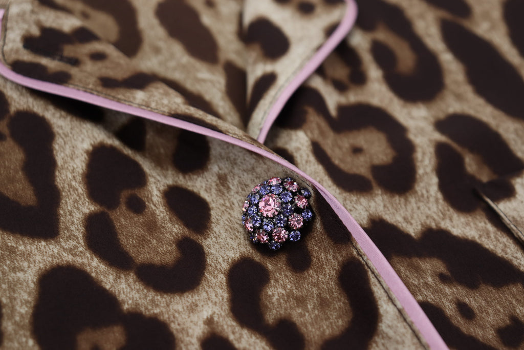 Dolce & Gabbana Brown Leopard Print Long Sleeves Blouse Top by Dolce & Gabbana