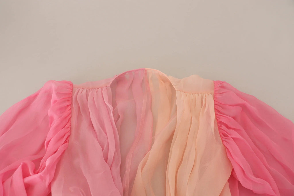 Dolce & Gabbana Pink Silk Wrap Long Sleeves Blouse Top by Dolce & Gabbana