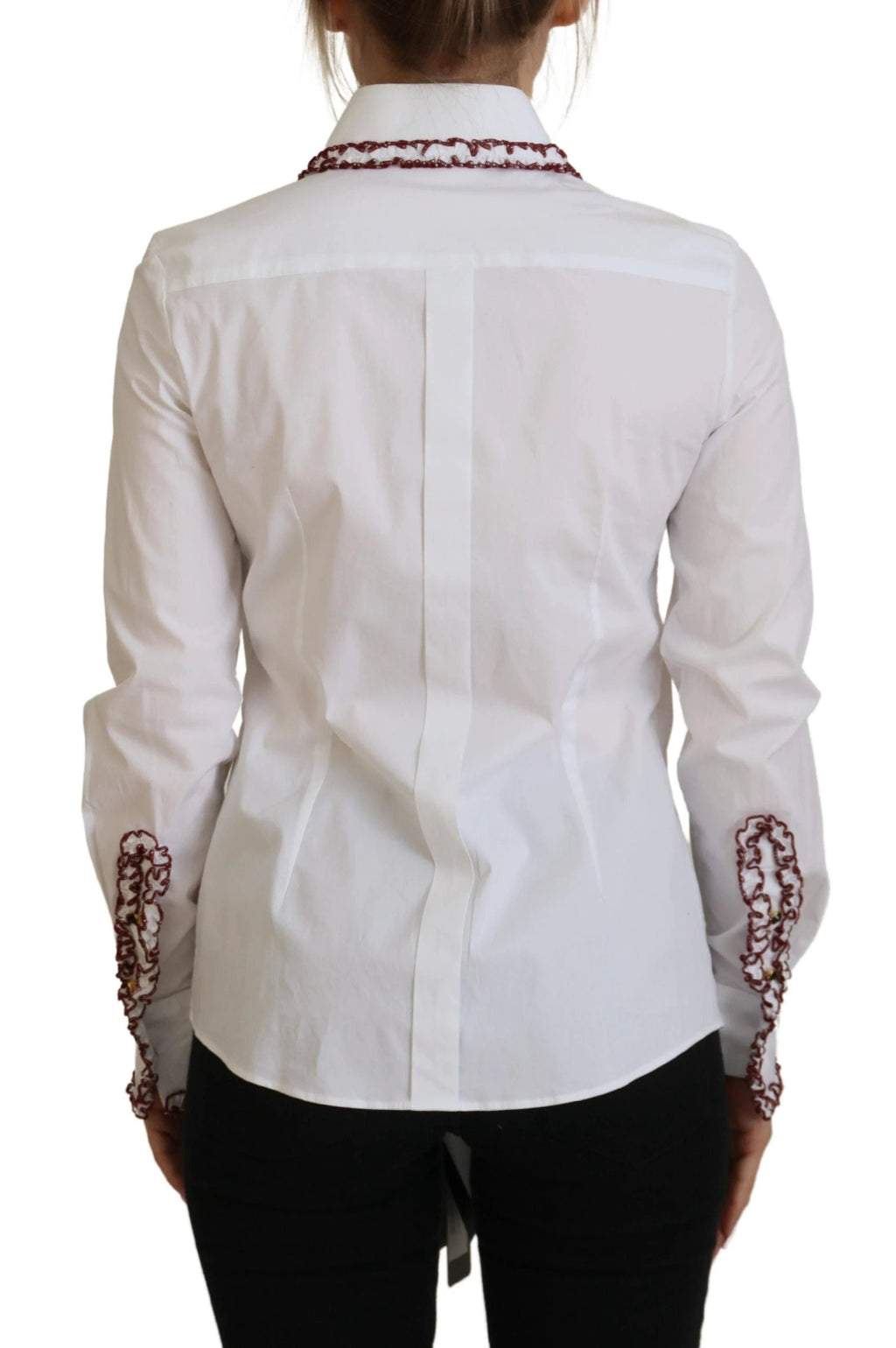 Dolce & Gabbana White Lace Long Sleeves Ruffle Collar Top by Dolce & Gabbana