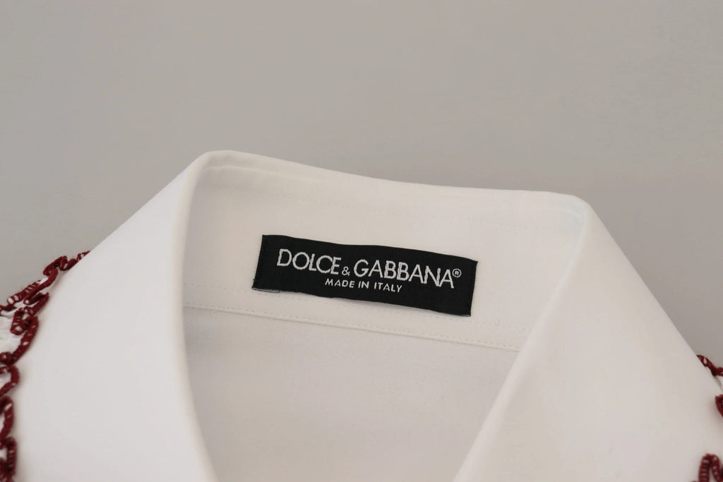Dolce & Gabbana White Lace Long Sleeves Ruffle Collar Top by Dolce & Gabbana