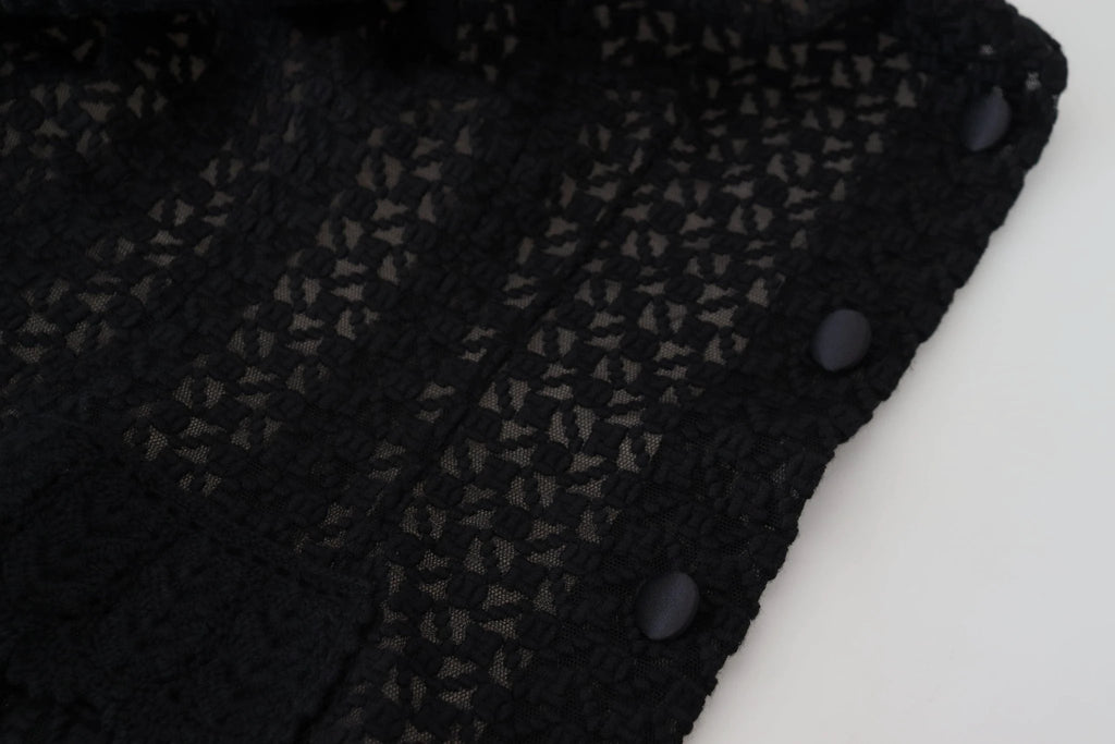 Dolce & Gabbana Black Wool Knitted Button Down Collar Jacket by Dolce & Gabbana